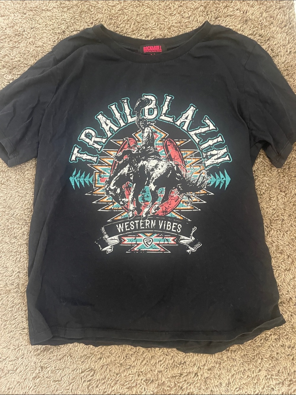 Kids Black 'Trail Blazin' Western Vibes' Graphic Tee